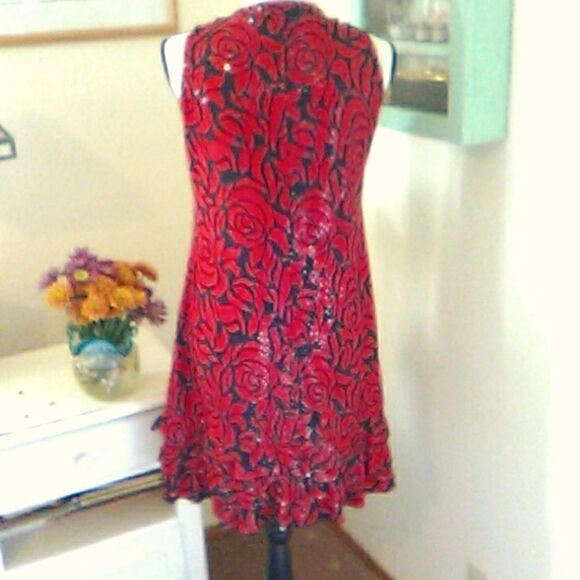 J.B.S. Sparkly Red and Black Swing Dress - Picture 5 of 10